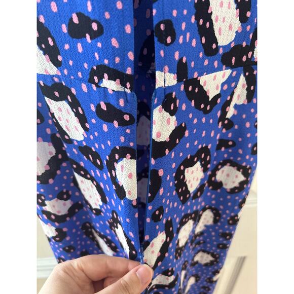 ASOS Electric Blue Pink Polka Dot Wide Leg Leopard Jumpsuit - Picture 8 of 12